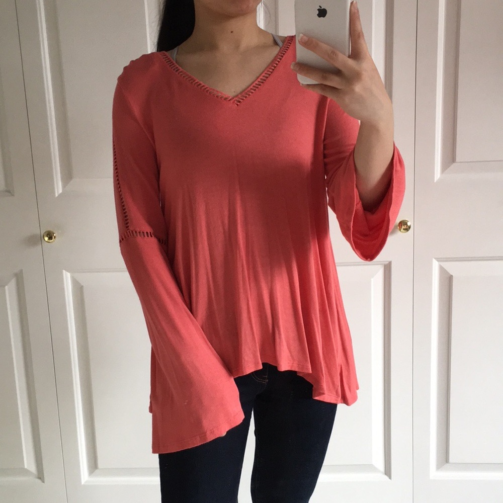 Jessica Simpson - Coral With Bell Sleeves Blouse